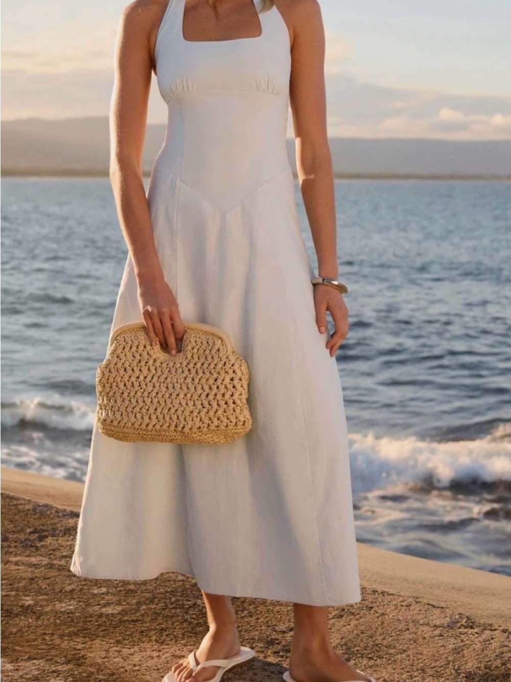 Peppermayo Cream Maxi Dress Skirt — Sleeveless A-Line